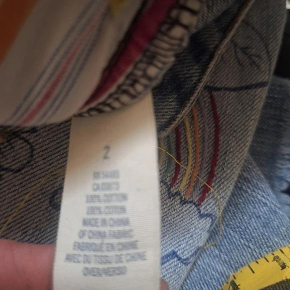 Vintage American Eagle micro zip floral Embroidered denim bermuda shorts SZ  2 - Picture 9 of 10